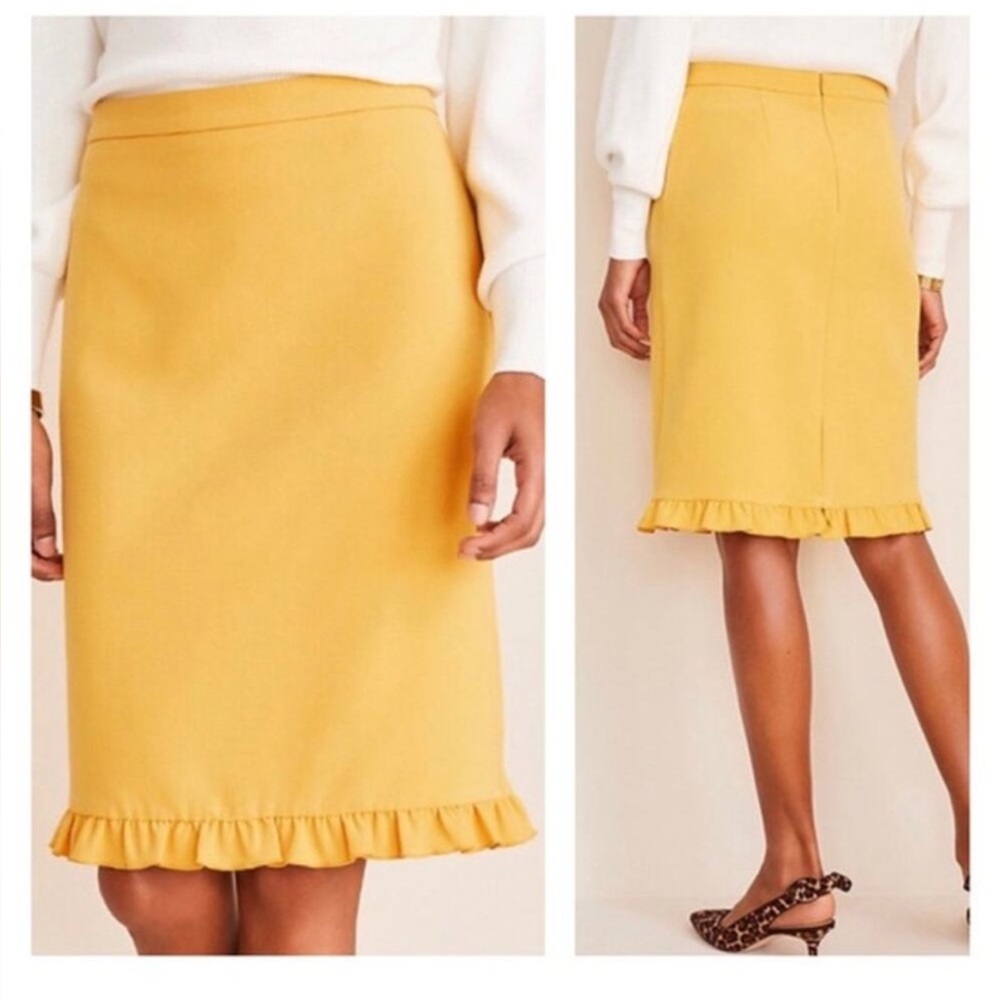 Ann Taylor doubleweave ruffle hem pencil skirt